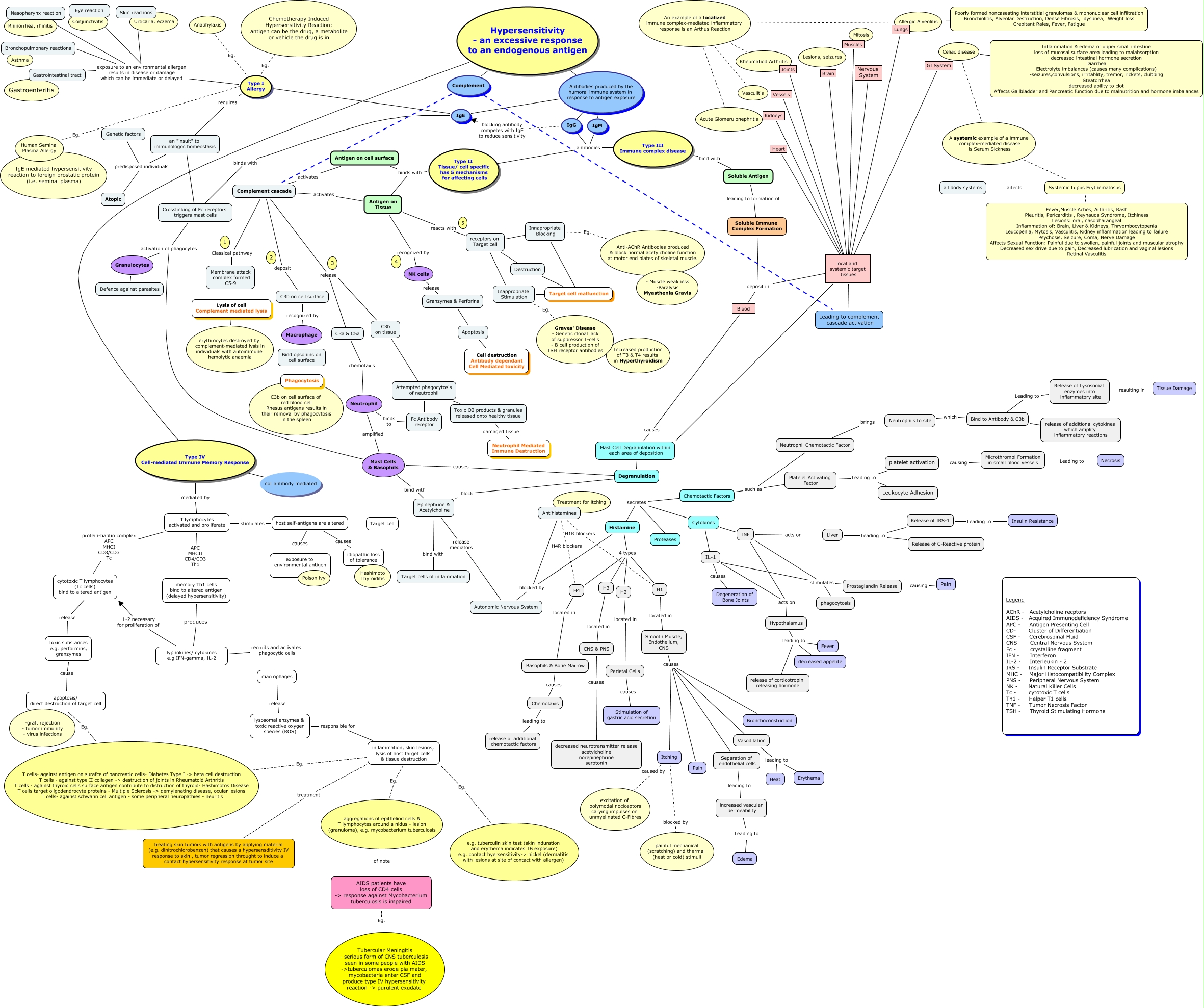 Types of Hypersensitivity - A concept map for Advanced Pathophysiology